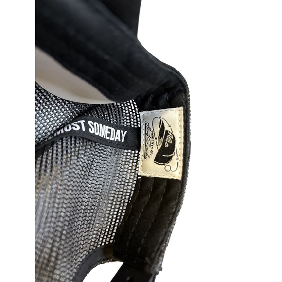 Almost Someday Hotel Trucker Hat Black White Embroidered Roses Snapback - Picture 4 of 5